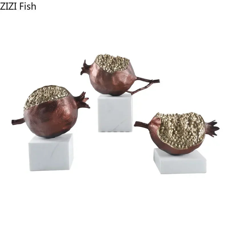 DecorBites™ Golden Pomegranate Sculpture Desk Decoration
