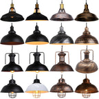 Vintage Black Metal Dome Pendant Light