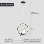 Rotatable Magpie Bird Metal Pendant Light in Gold or Silver