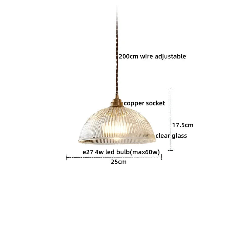 مصباح تعليق LED من DecorBites™ بتصميم ياباني، مصابيح تعليق زجاجية نحاسية