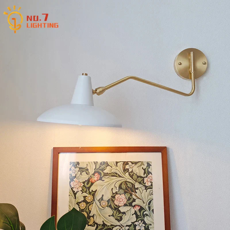 DecorBites™ Copper Swing Arm Wall Lamp LED E27 Retro Telescopic Bedside Living Room