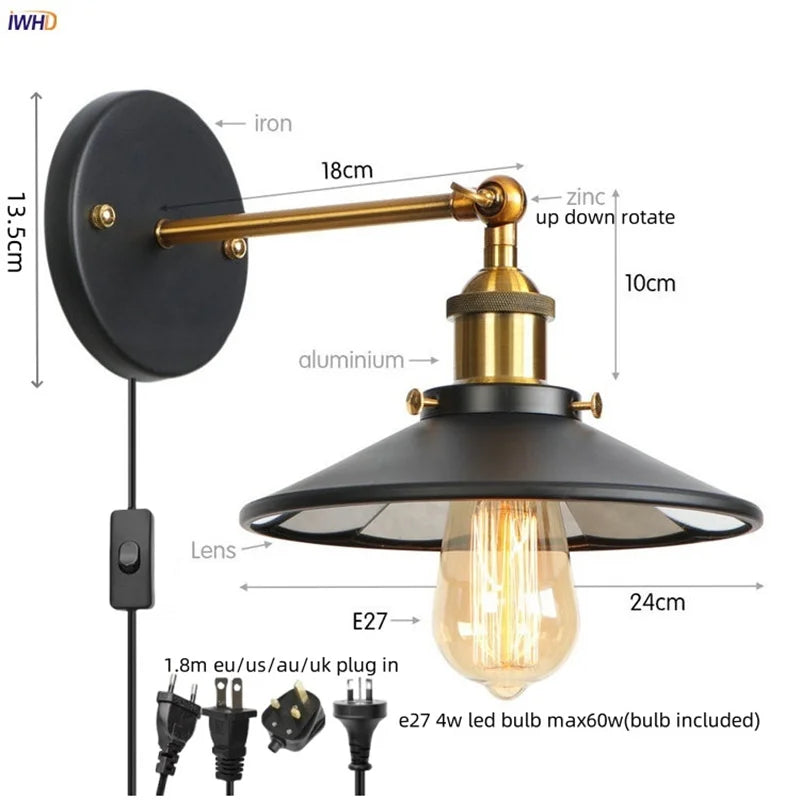 مصباح جداري صناعي LED ذهبي من DecorBites™ لإضاءة السلالم في العليّة وغرفة النوم