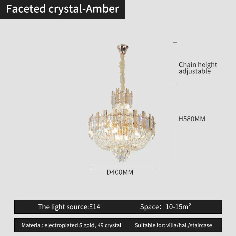 DecorBites™ French Bead Chain Crystal Chandelier for Luxury Spaces