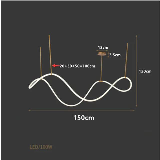 ثريا DecorBites™ الذهبية السوداء LED المعلقة بتصميم عصري مبسط لإضاءة ديكور المنزل