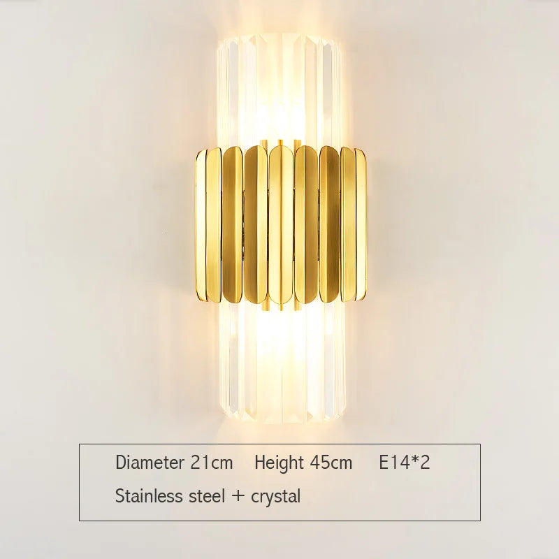 أضواء حائط كريستالية ذهبية من DecorBites™: إضاءة LED جدارية حديثة لغرفة النوم، غرفة المعيشة والحمام
