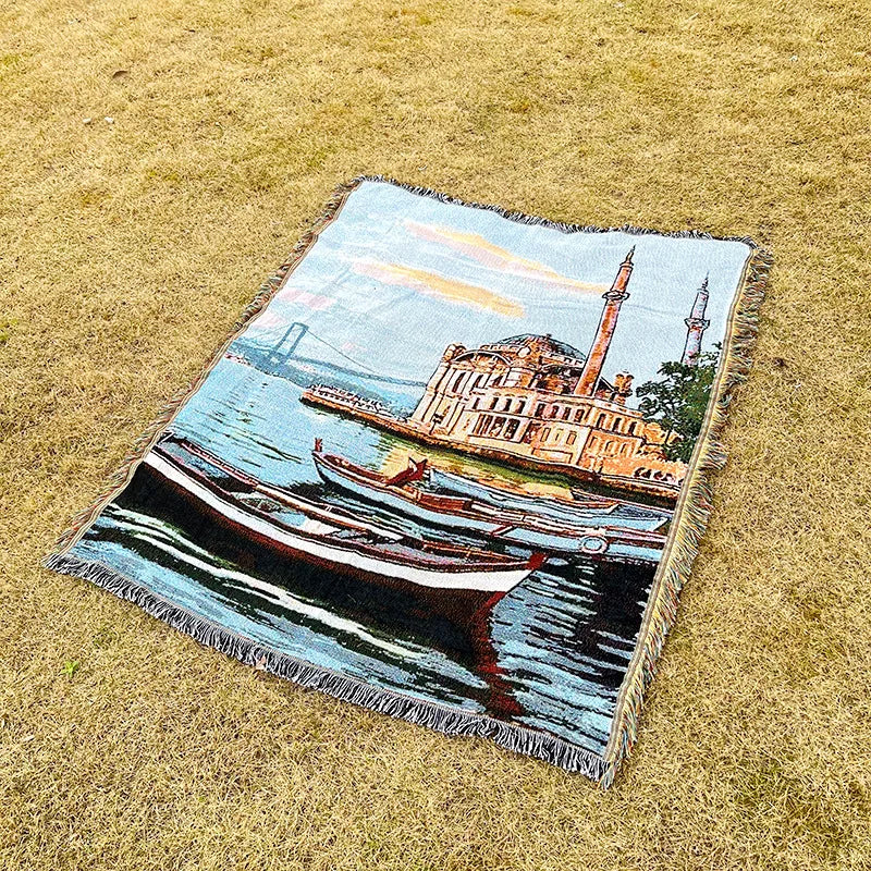 بطانية أريكة جاكار من DecorBites™ - بساط نزهات متعدد الاستخدامات وغطاء سرير