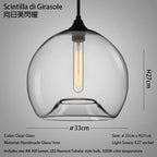 Handmade Glass Nordic Pendant Light With Chrome Finish
