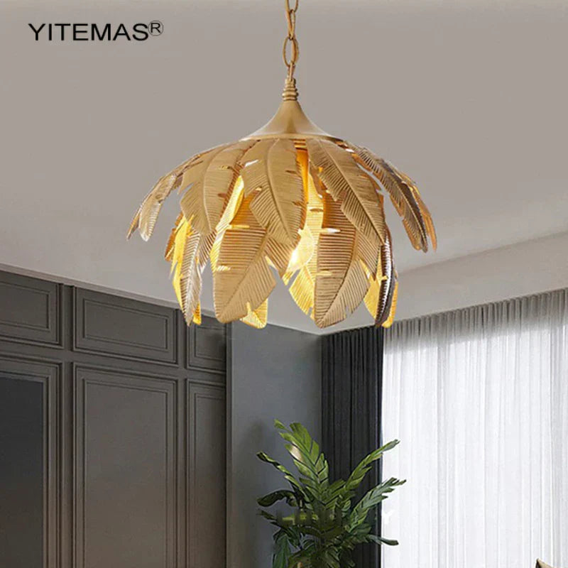 DecorBites™ ثريا أوراق ذهبية إضاءة متدلية صغيرة لجزيرة المطبخ والمدخل، قاعدة E27