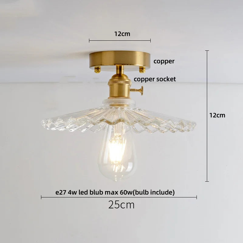 DecorBites™ Amber Ice Crack Glass Wood Ceiling Light - Nordic Modern LED Fixture
