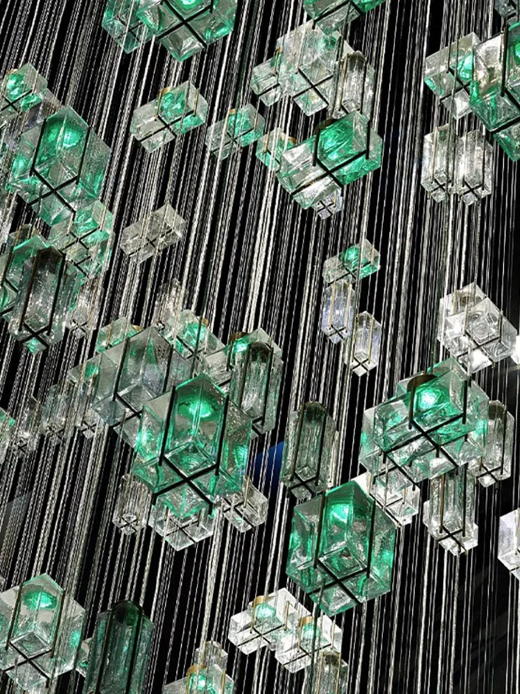 DecorBites™ Crystal Cube Pendant Light: Modern Designer Chandelier for Home & Hotel Settings