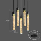 Modern Crystal Rod Pendant Light in Black or Gold
