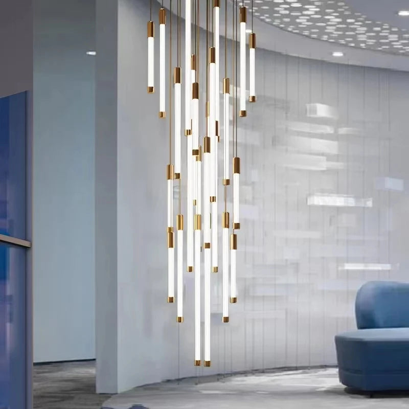 Modern Staircase Pendant Chandelier in Black or Gold