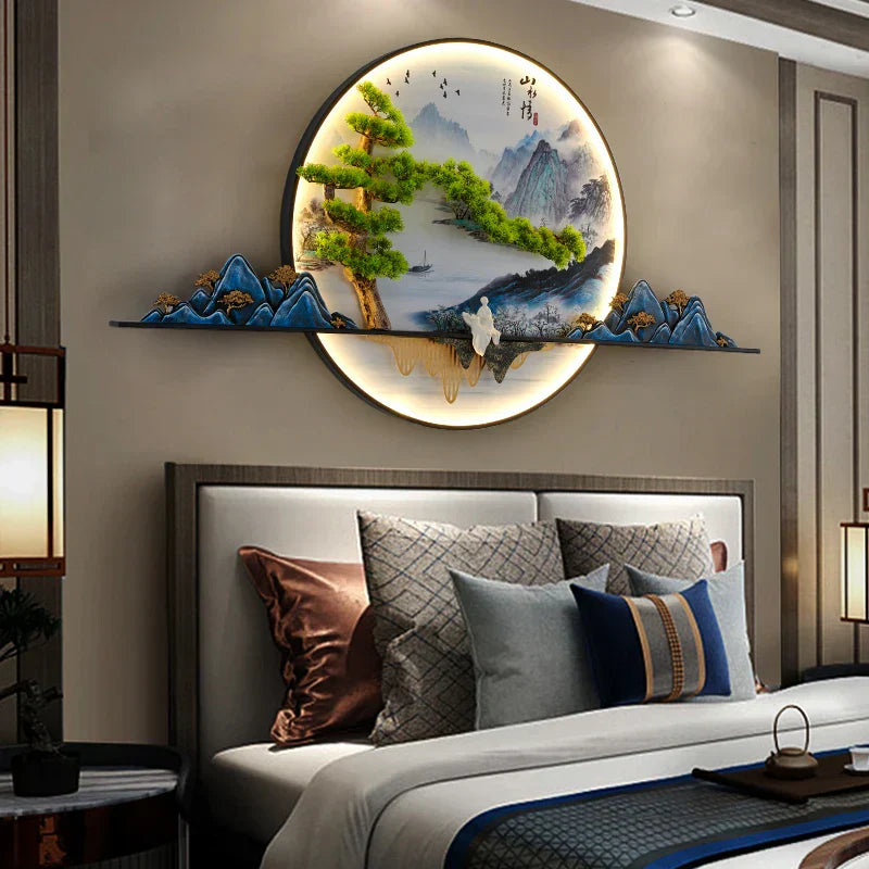 مصباح DecorBites™ ‎LED ثلاثي الأبعاد بتصميم مناظر طبيعية لديكور المنزل - طراز صيني حديث