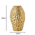 DecorBites™ Golden Wrinkle Ceramic Vase - Desk Decoration, Gold-plated Floral Pots for Aesthetic Room Decor