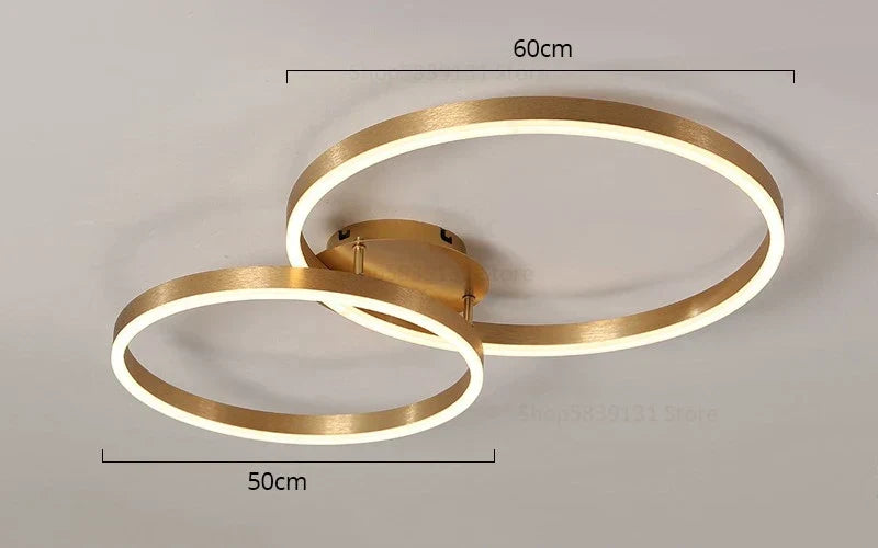 DecorBites™ مصباح سقف LED دائري ذهبي للقهوة مع غطاء مصباح أكريليك - وحدة إضاءة إبداعية لغرفة المعيشة