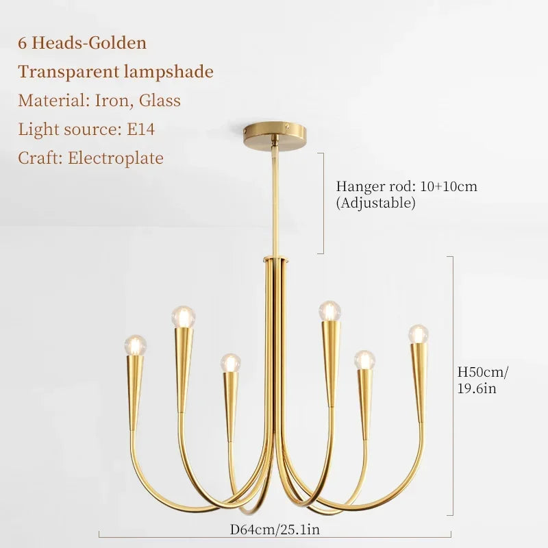 DecorBites™ French Style Black Pendant Light Luxury Led Chandelier Room Decor