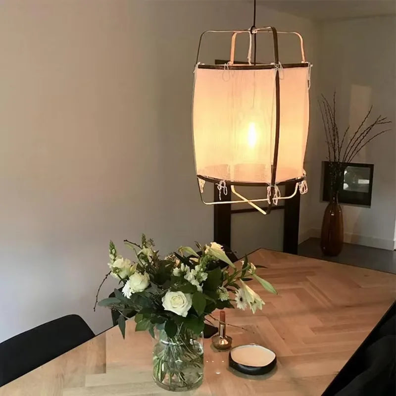 مصباح متدلي من الكتان من DecorBites™: ثريا قماشية بوهيمية أنيقة للمنزل والمطعم والفندق