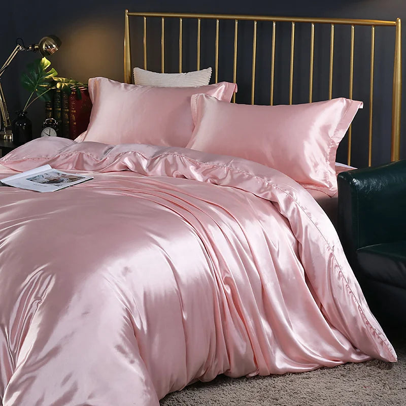 DecorBites™ King Size Silk-Blend Duvet Cover Set with Pillowcases