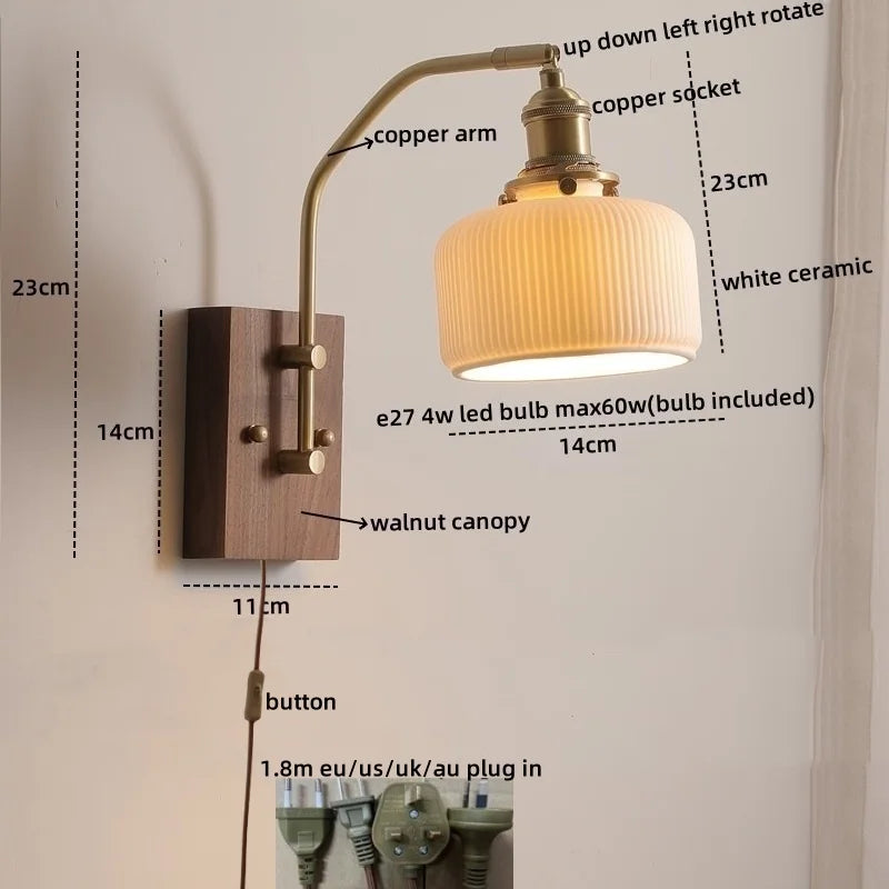 DecorBites™ Glass Copper LED Wall Lamp Modern Stair Light Fixtures applique murale