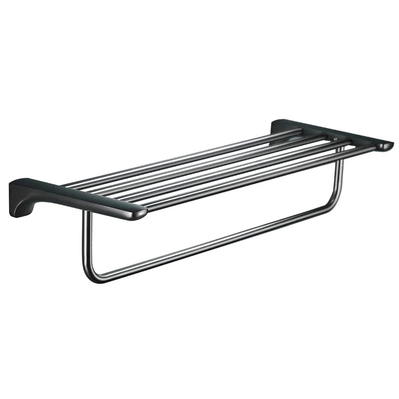DecorBites™ Grey Bathroom Accessories Set: Paper Holder, Corner Shelf, Towel Rack, Toilet Brush Holder, Towel Holder