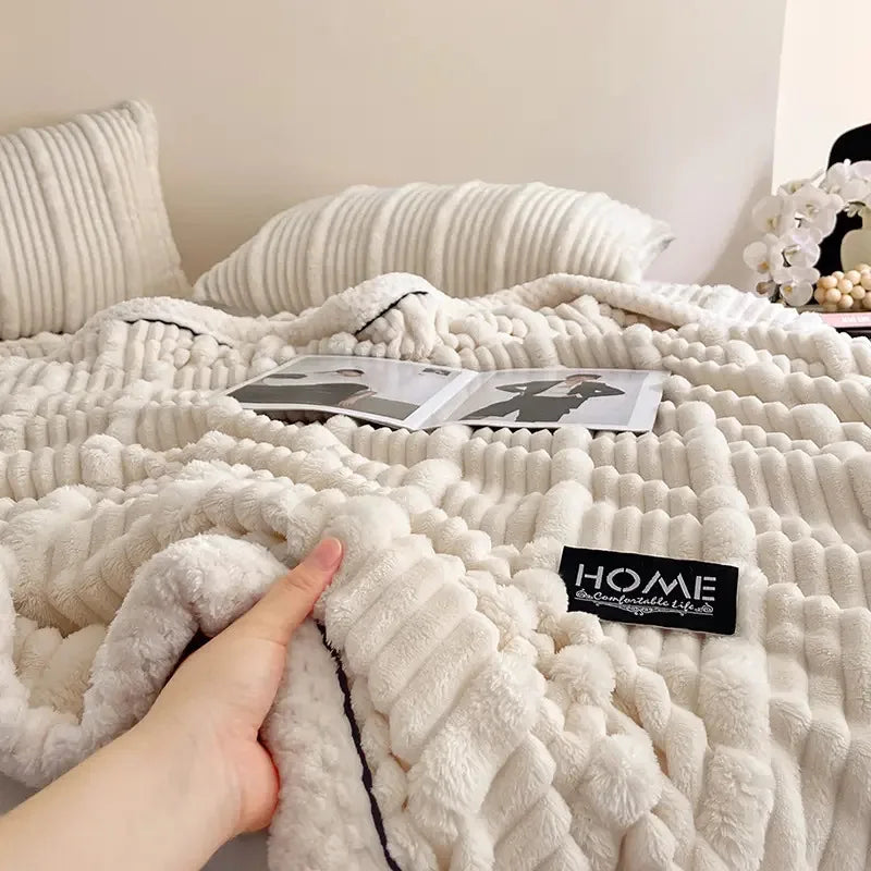 DecorBites™ Cozy Faux Rabbit Plush Blanket for Autumn/Winter - Soft Milk Velvet Nap Blanket