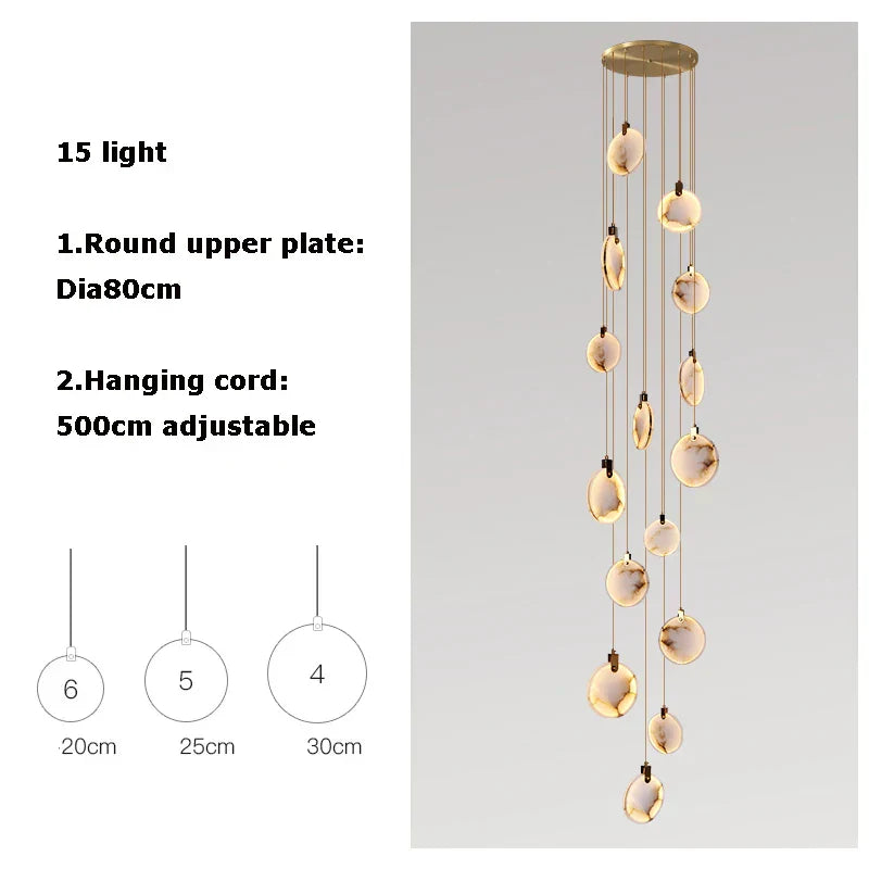 DecorBites™ 2025 Art Deco Marble Golden Lustre LED Chandelier Lighting