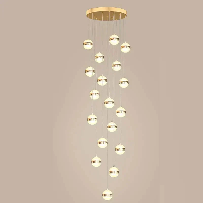 DecorBites™ Gold Acrylic Chandelier - Modern Staircase LED Lighting