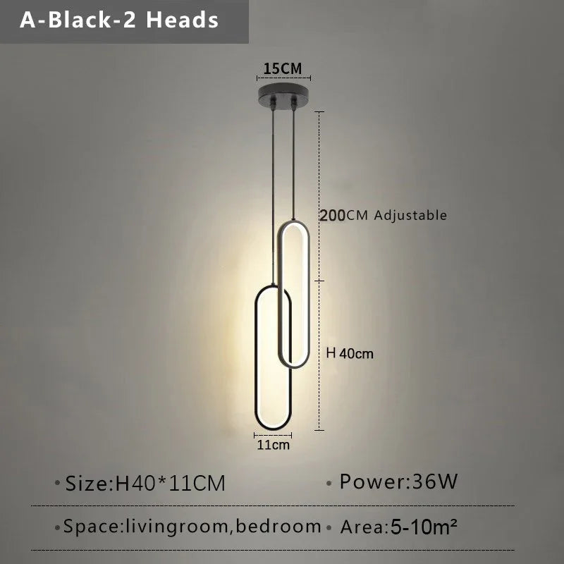 Nordic Black LED Pendant Light in Minimalist Aluminum