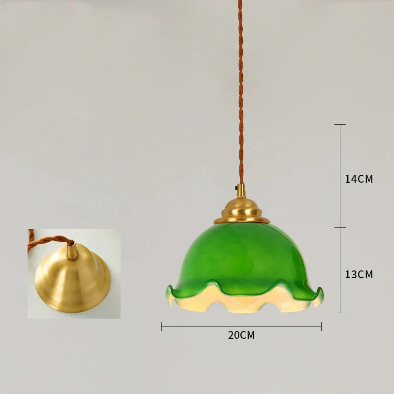 DecorBites™ Cracked Glass Copper Wooden Pendant Light for Home Indoor Living Room