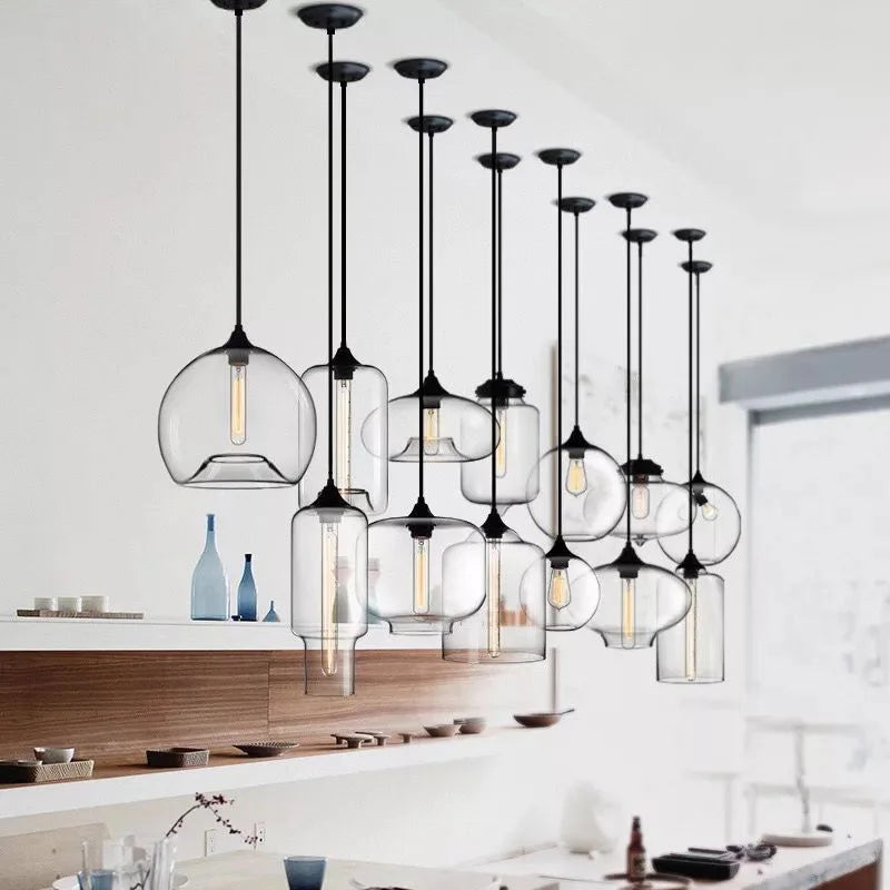 Handmade Glass Nordic Pendant Light With Chrome Finish
