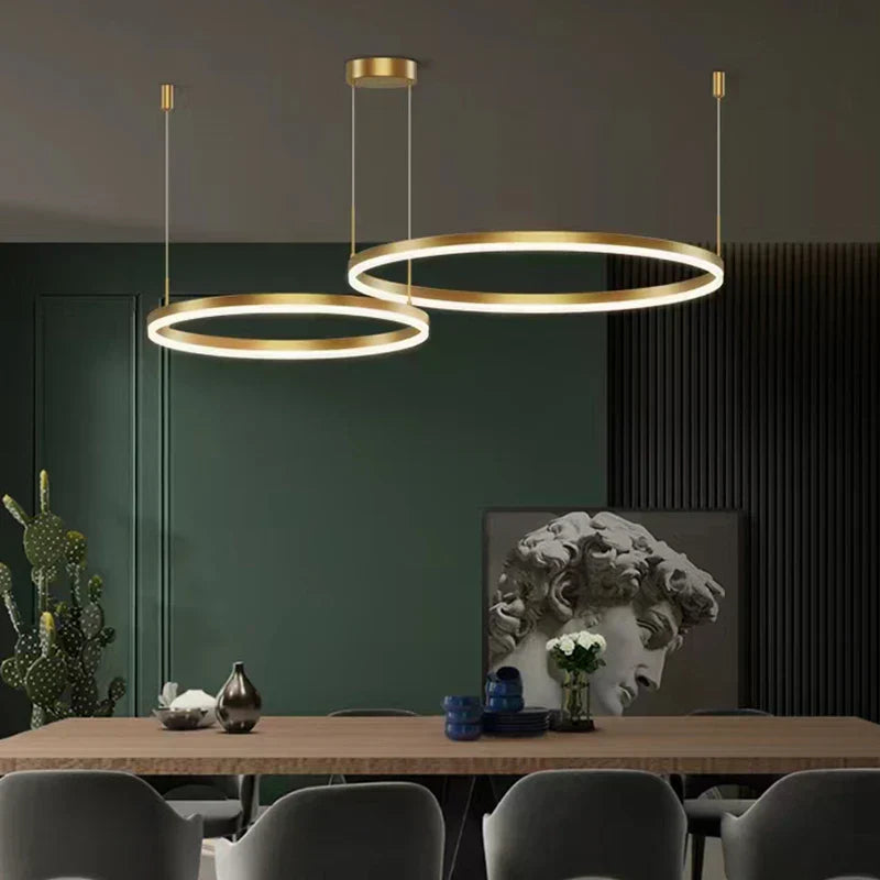 DecorBites™ Gold Ring Pendant Lights Circle Acrylic LED Ceiling Lamp
