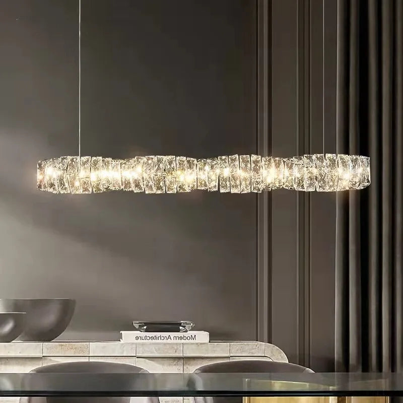ثريا كريستال قابلة للتعتيم من DecorBites™ بتصميم قلادة لغرفة المعيشة العصرية الفاخرة.