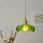 Vintage Shanghai Glass Pendant Light in Green or White