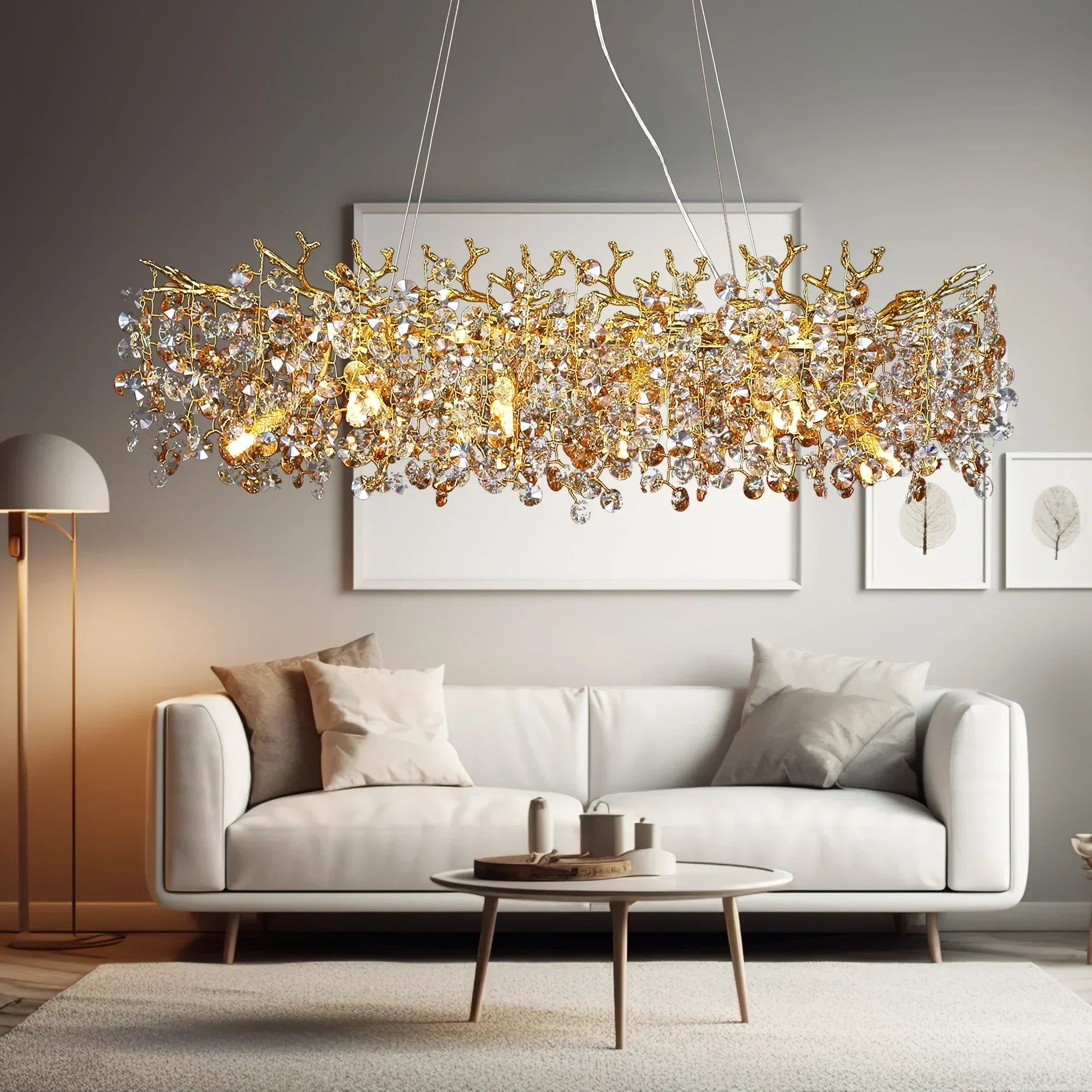 ثريا كريستالية كبيرة DecorBites™ لغرفة الطعام - إضاءة نورديك LED معلقة للجزيرة