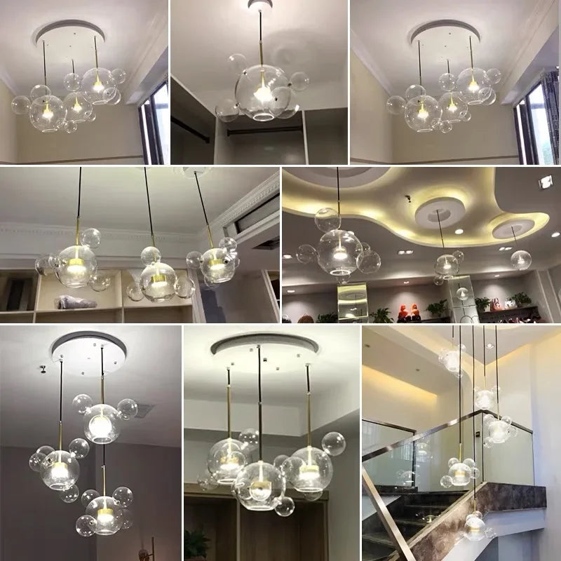 DecorBites™ Art Deco Glass Bubble Chandelier: Customized for Living Room, Dining Room, Bar