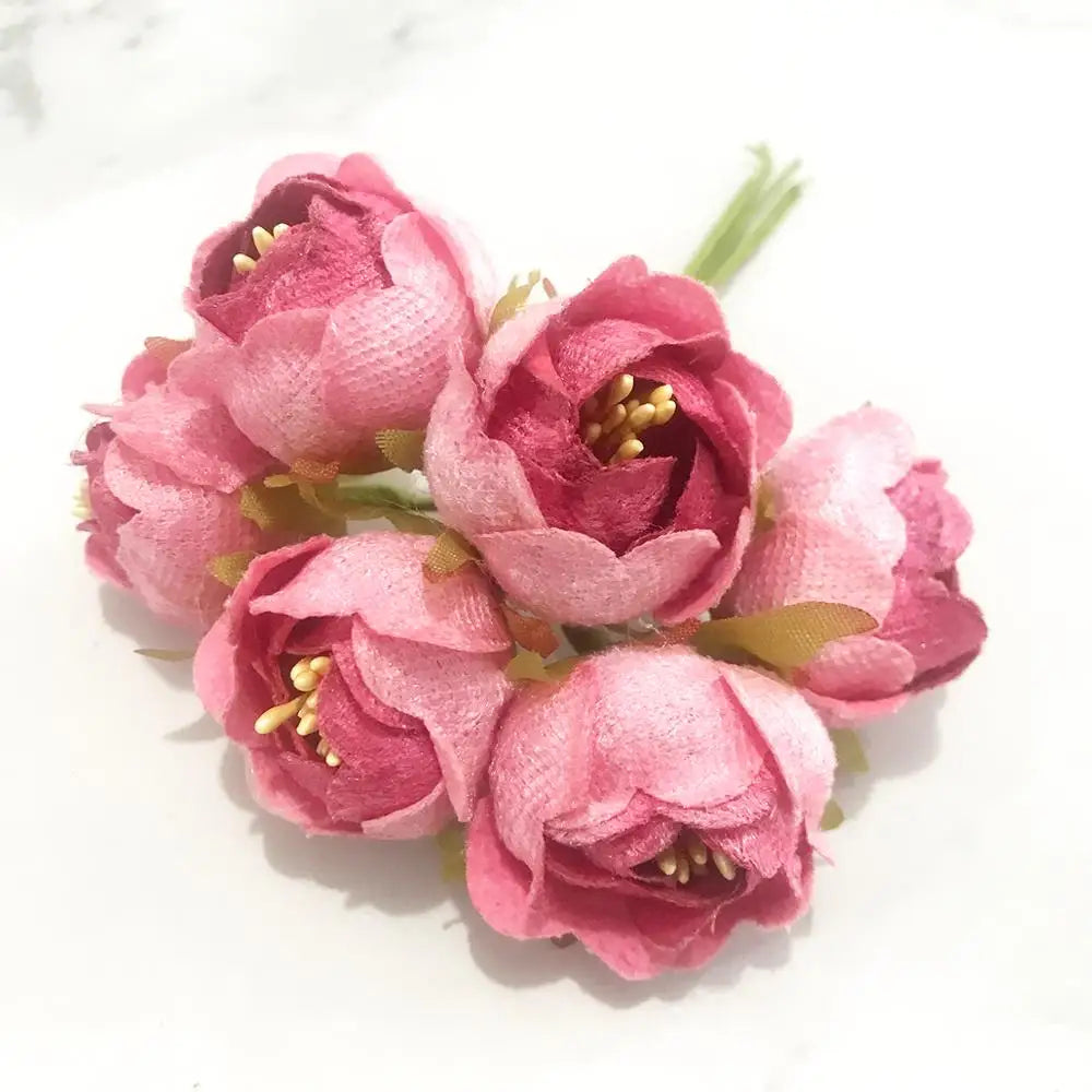 DecorBites™ 200pcs Mixed Rose Red Flower Cherry Stamen Berries Bundle for DIY Decor