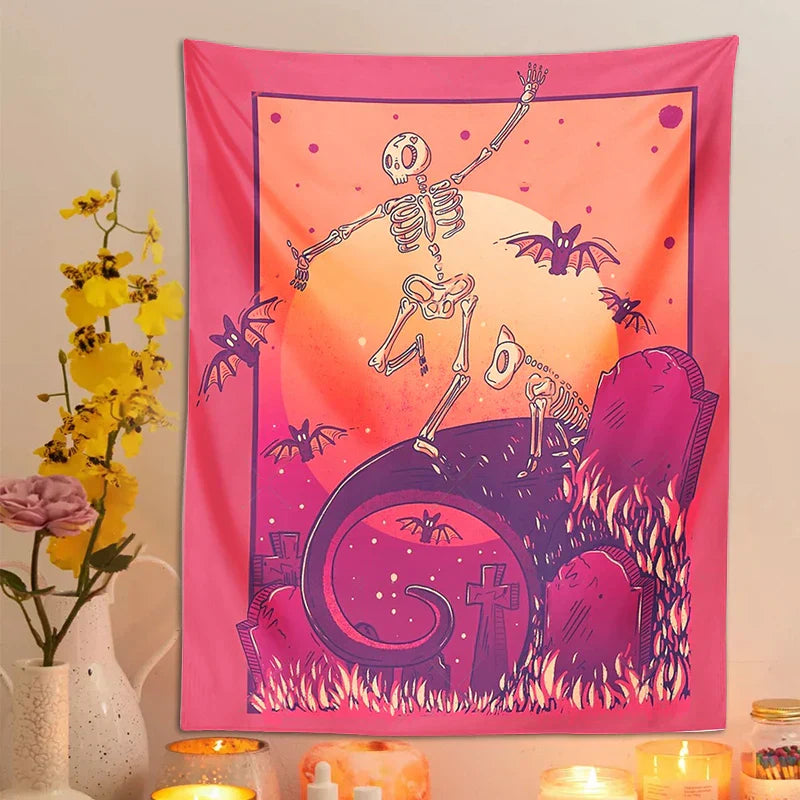DecorBites™ Skeleton Psychedelic Tapestry Wall Hanging - Hippy Decor for Bedroom & Home