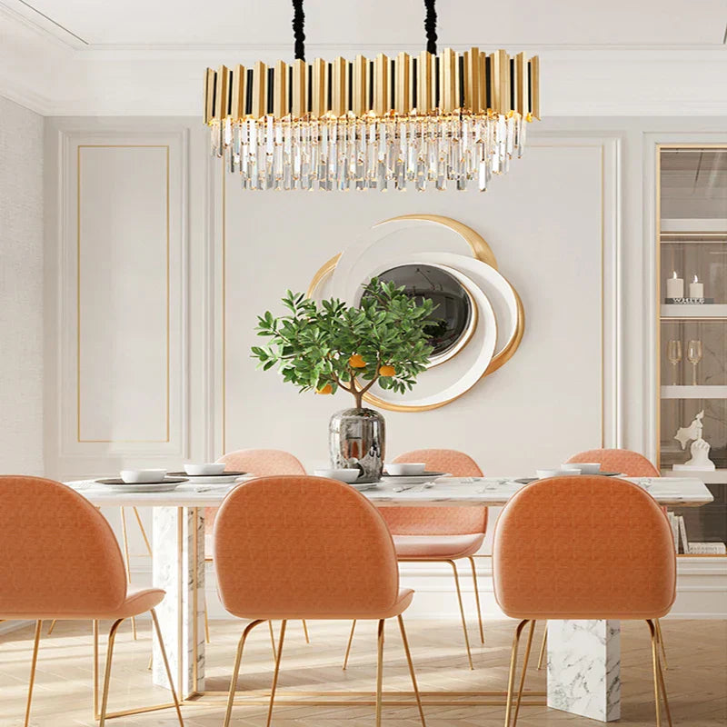 نجفة DecorBites™ الذهبية الكريستالية LED: مصباح إضاءة فاخر وعصري لديكور المنزل