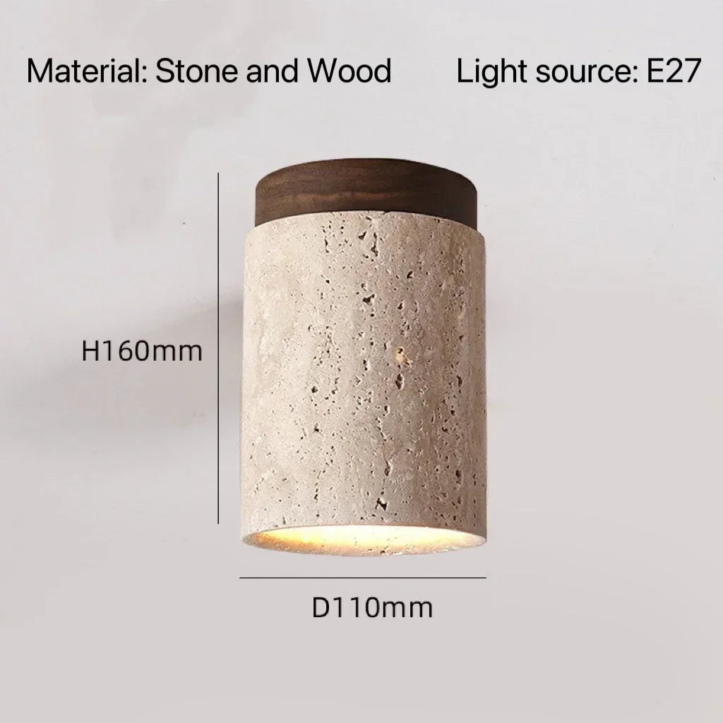 Modern Travertine Stone Pendant Light in White