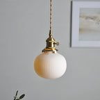 Japanese Ceramic Pendant Light With Polished Copper Finish