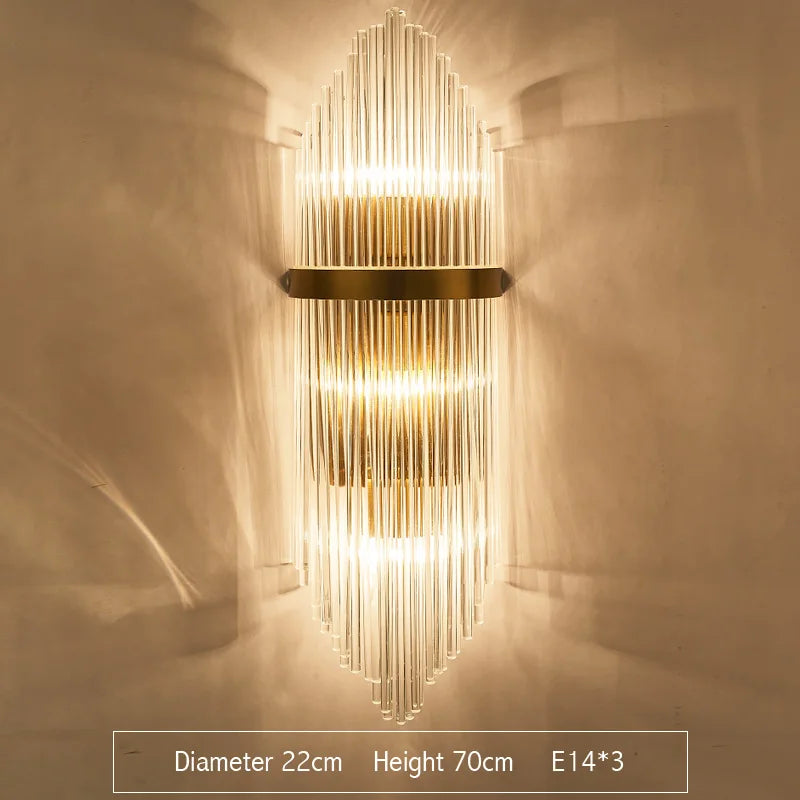 أضواء حائط كريستالية ذهبية من DecorBites™: إضاءة LED جدارية حديثة لغرفة النوم، غرفة المعيشة والحمام