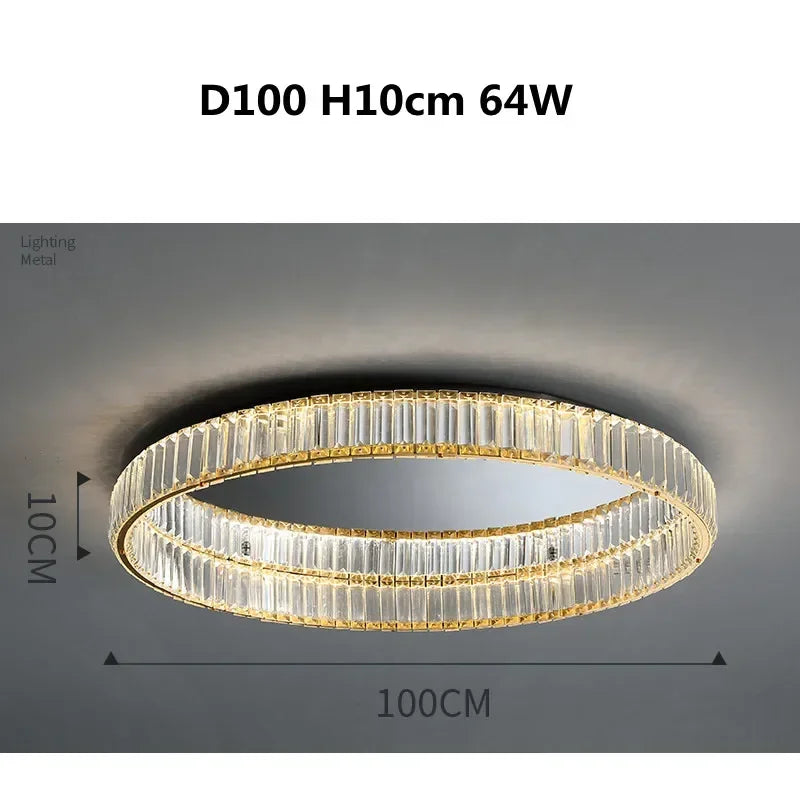 DecorBites™ Gold Steel LED Dimmable Ceiling Lights Luxury Crystal Fixture