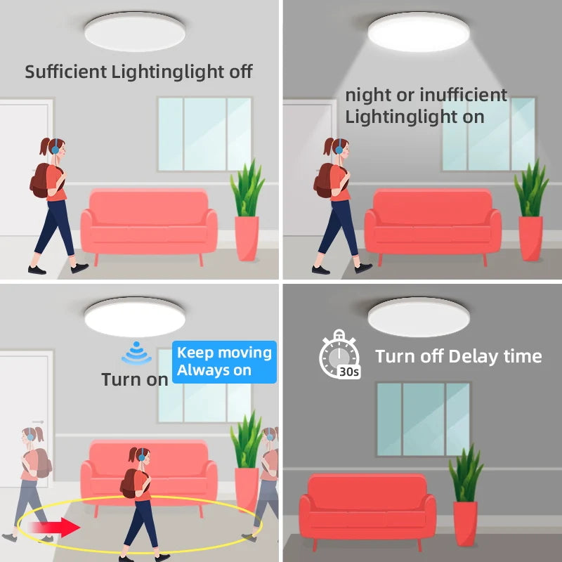 مصباح سقف DecorBites™ بتقنية الحث الضوئي LED مع مستشعر إضاءة ذكي للغرفة