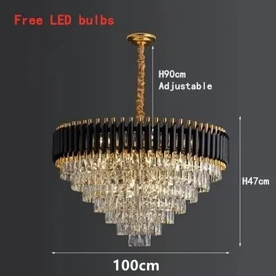 ثريا ديكوربيتس™ الكريستالية المعلقة بإضاءة LED، إضاءة سوداء فاخرة لغرفة النوم والمعيشة والطعام