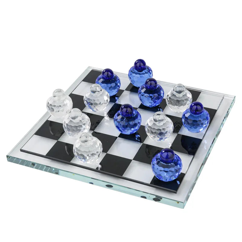 DecorBites™ Geometric Glass Chess Set Table Ornament - Home Decor Figurines
