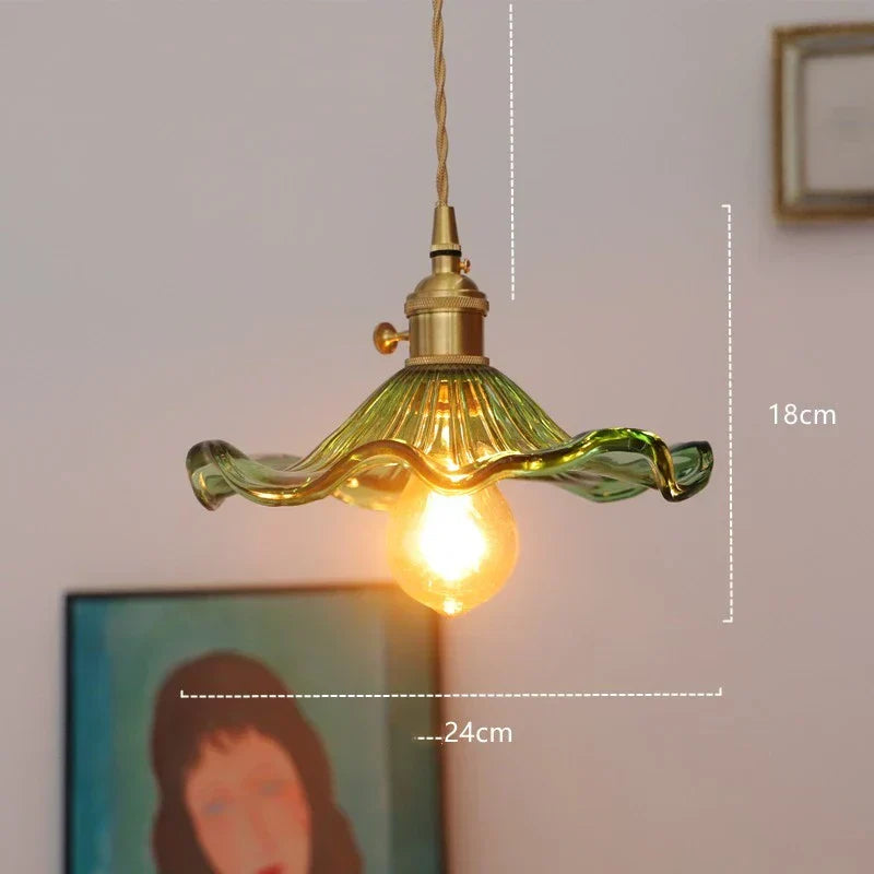 مصباح تعليق مودرن DecorBites™ LED زجاجي أخضر مع حامل نحاسي
