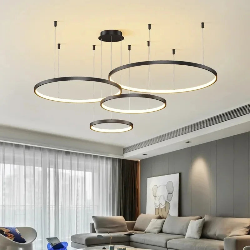 مصباح قلادة حلقي LED أكريليك DecorBites™، تصميم حديث بسيط للثريا الفنية