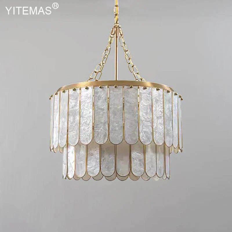 ثريا الصدف الذهبية DecorBites™: إضاءة معلقة أنيقة لغرفة المعيشة وغرفة النوم والمطبخ