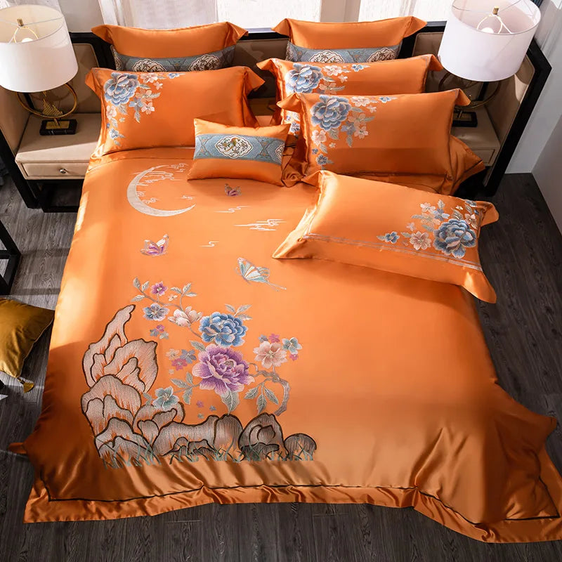 DecorBites™ 200S Embroidery Egyptian Cotton Bedding Set - Queen King Linens