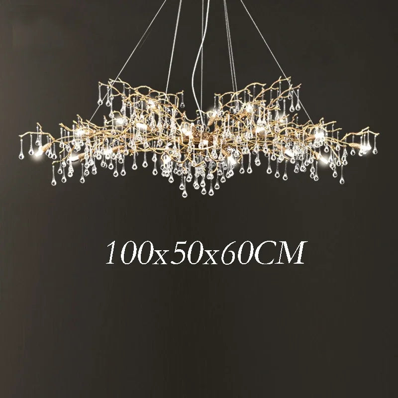 ثريا كريستال ذهبية من DecorBites™: إضاءة LED عصرية فاخرة لغرفة المعيشة والفيلا